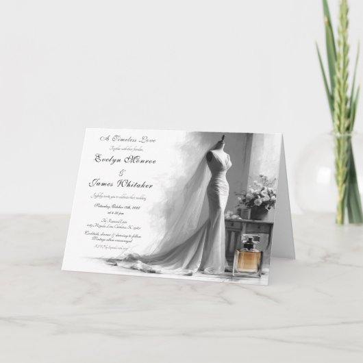 Romantische bruidsschets bruiloft uitnodiging (Voorkant)