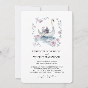 Romantische bruiloft bij de Lake Invitation Kaart