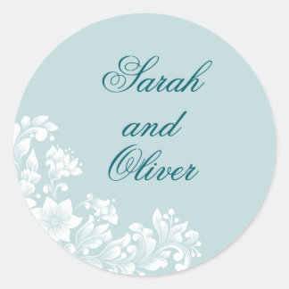 Romantische bruiloft Bloemen Ronde Sticker
