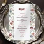 Romantische bruiloft elegante bloemenmenu menu