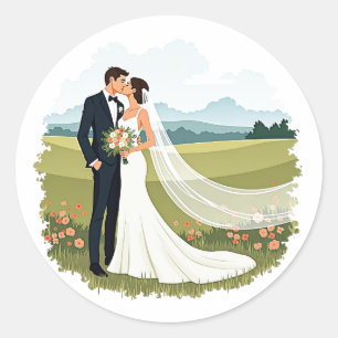 Romantische bruiloft kus Sticker