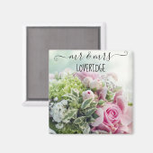 Romantische bruiloft met roze rozen magneet (Voorkant / Achterkant)