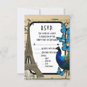 Romantische bruiloft Parijs R.S.V.P RSVP Kaartje