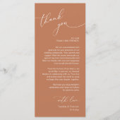 Romantische bruiloft plaats instelling dank u kaar programma (Voorkant)
