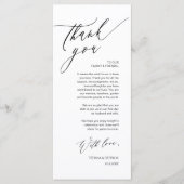 Romantische bruiloft plaats instelling dank u kaar programma (Voorkant)