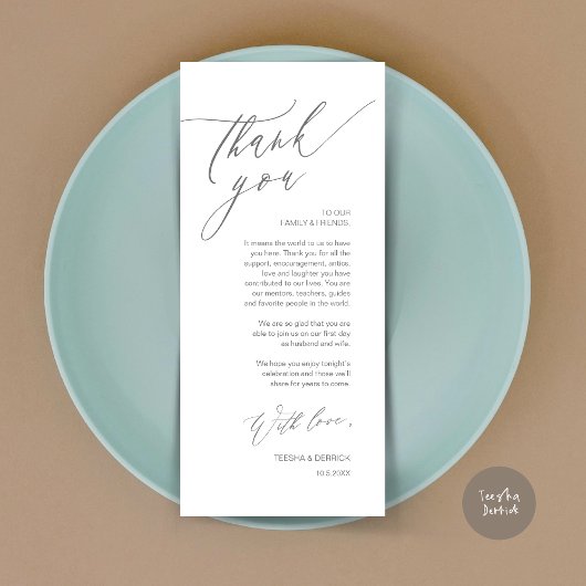 Romantische bruiloft plaats instelling dank u kaar programma