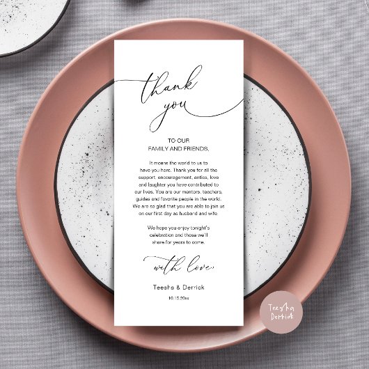 Romantische bruiloft plaats instelling dank u kaar programma