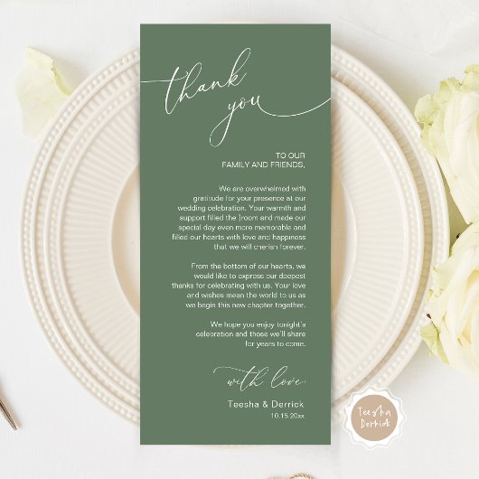 Romantische bruiloft plaats instelling dank u kaar programma