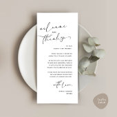 Romantische bruiloft plaats instelling dank u kaar programma