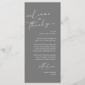 Romantische bruiloft plaats instelling dank u kaar programma (Voorkant)