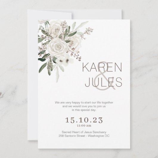 Romantische bruiloft uitnodiging W-ROM-004 (Voorkant)