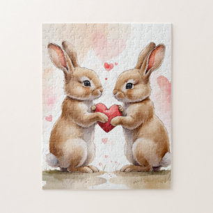 Romantische Bunny Kaart Legpuzzel