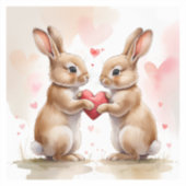 Romantische Bunny Kaart Sticker (Voorkant)