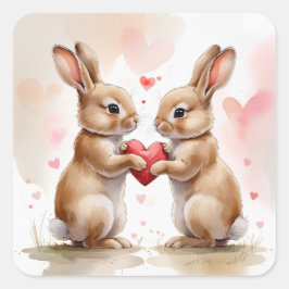 Romantische Bunny Kaart Vierkante Sticker