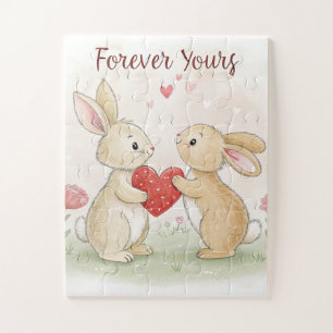 Romantische Bunny Kaart - voor altijd van jou Legpuzzel