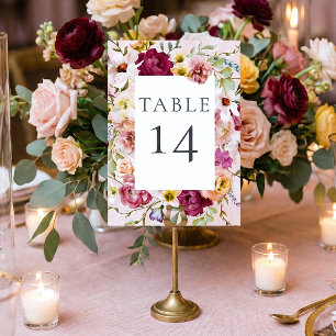 Romantische Burgundy Blush Bloemetuin Bruiloft Kaart