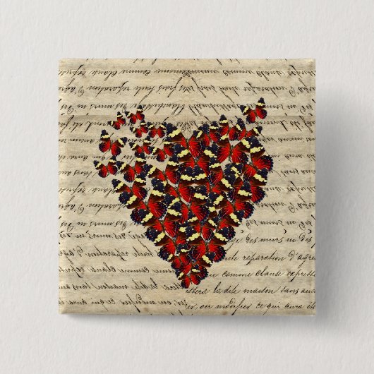 Romantische  butterie vierkante button 5,1 cm (Voorkant)