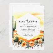 Romantische Cactus bruiloft Save The Date (Voorkant / Achterkant)