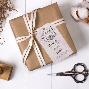 Romantische Café Illustratie Bruiloft Bedankt Favo Cadeaulabel