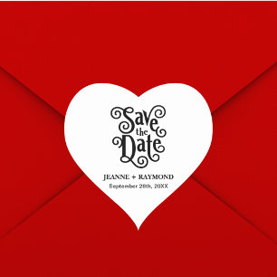 Romantische Calligrafie Huwelijk Trouwdatum Beware Hart Sticker