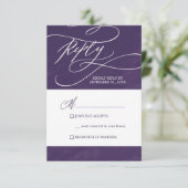 Romantische Calligrafie Paarse Waterverf Eenvoudig RSVP Kaartje (Staand voorkant)