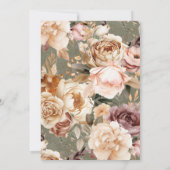  romantische champagne beige & salie bloemen kaart (Achterkant)