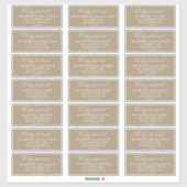 Romantische Champagne Gold Colour Guest Adresetike Sticker (Vel)