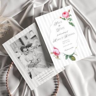 Romantische chic Franse roos botanische bruiloft Save The Date
