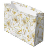 Romantische chic goud witte bloem bruids douche groot cadeauzakje (Achterkant Gekanteld)