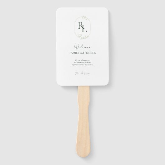 Romantische Chic Monogrammed Initialen Bruiloft Handwaaier (Voorkant)