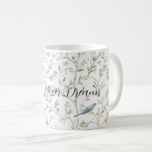 Romantische Chic Pretty Blauwe Vogels Bloemen Koffiemok