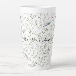 Romantische Chic Pretty Blauwe Vogels Bloemen Latte Mok