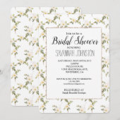 Romantische chic witte bloemen bruidsmeisjesfeest kaart (Voorkant / Achterkant)