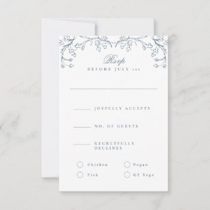 Romantische Chinoiserie Antiek Franse Blauwe Huwel RSVP Kaartje