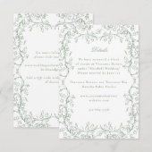 Romantische Chinoiserie Antiek Sage Green Wedding Informatiekaartje (Voorkant / Achterkant)