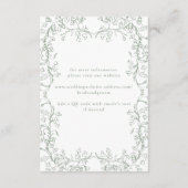 Romantische Chinoiserie Antiek Sage Green Wedding Informatiekaartje (Achterkant)