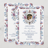 Romantische Chinoiserie Fotobruiloft Kaart (Voorkant / Achterkant)