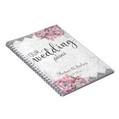 Romantische Chique Pioen Bloemen & Kant Bruiloft P Notitieboek (Rechterzijde)