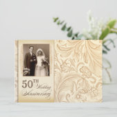 Romantische, chique uitnodigingskaarten voor 50-ja kaart (Staand voorkant)