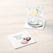 Romantische Chocolade Aardbei Harten Bruidsdouche Vierkante Kartonnen Onderzetter (Insitu)