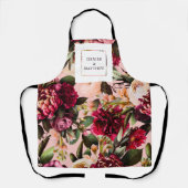 Romantische chrysant op roze herfstdraad schort (Voorkant)