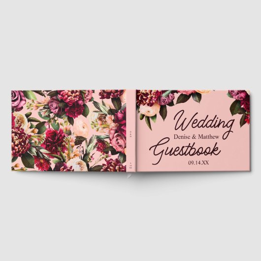 Romantische chrysant op roze herfstdraadspinrag gastenboek (Volledig)