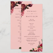 Romantische chrysant op roze ragfijne zijde programma (Voorkant / Achterkant)