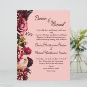 Romantische chrysant op roze ragzijde kaart (Staand voorkant)