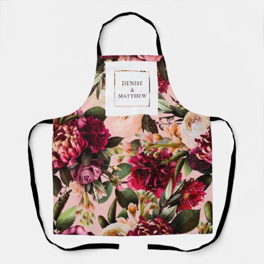 Romantische chrysant op roze spinnenwebzijde schort (Voorkant)