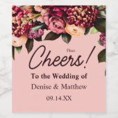 Romantische chrysant op roze spinnenwebzijde wijn etiket (Enkel label)