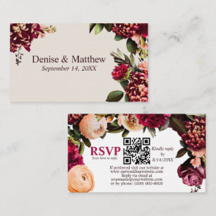 Romantische Chrysanthemum Cameo Beige RSVP QR-code Informatiekaartje