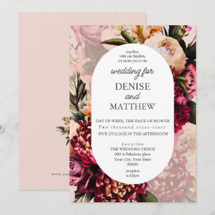 Romantische Chrysanthemum op Blush Roos bruiloft Kaart