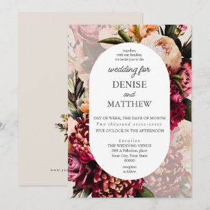 Romantische Chrysanthemum op Cameo Beige Wedding Kaart