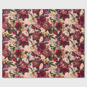 Romantische Chrysanthemum op Roze Gossamer Cadeaupapier